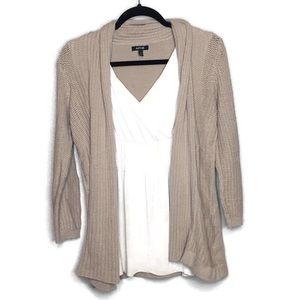 Apt 9 cream built in shirt and tan cardigan